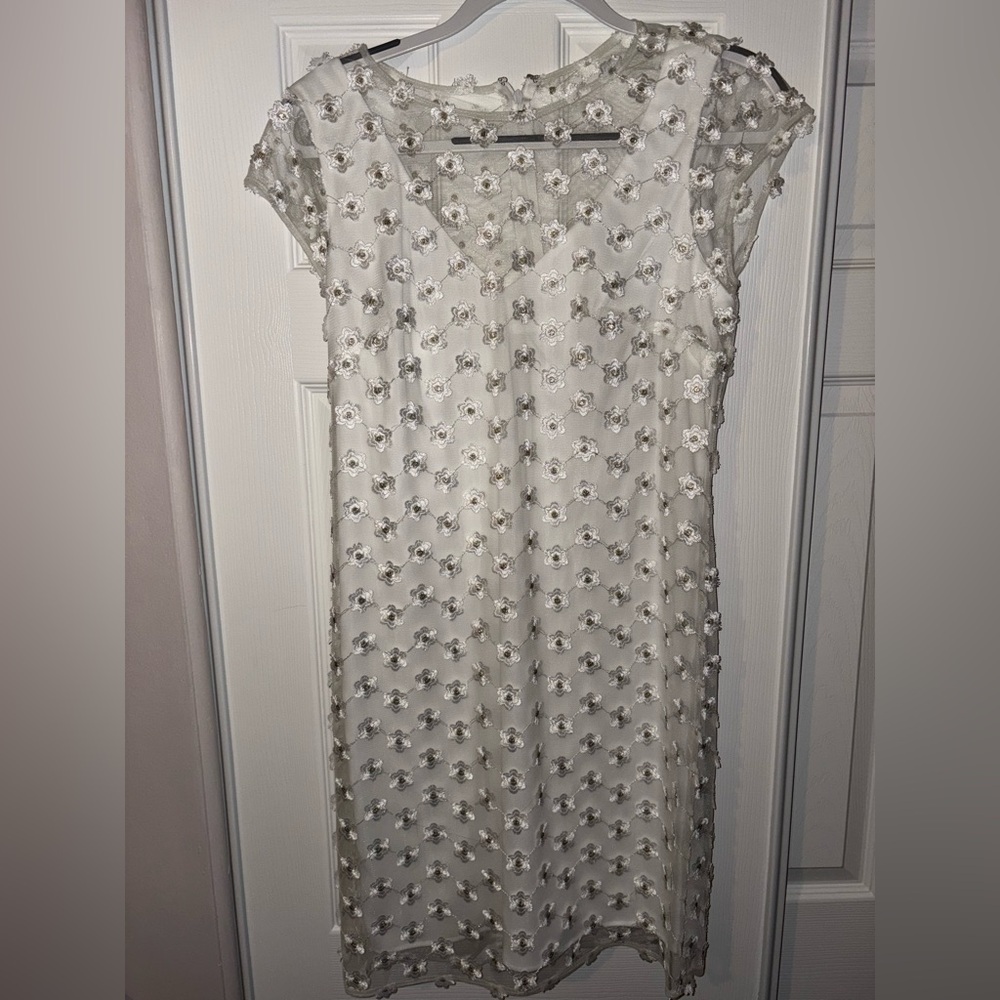 Nanette White Sheer Floral Detailed Dress with Modern Sophistication